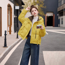 格子拼接女式羽绒服2025冬季保暖百搭立领短款面包服外套HE99857