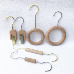 Clothing store hooks S-shaped hangers scarf shawl rack wood grain circular ring hooks beechwood clothes hooks trouser rings