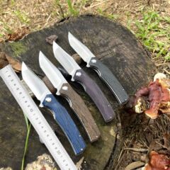 9CR18鋼折りたたみナイフ 高硬度 アウトドア折りたたみナイフ マダガスカル柄G10ハンドル 携帯用鋭利ナイフ 折りたたみ式