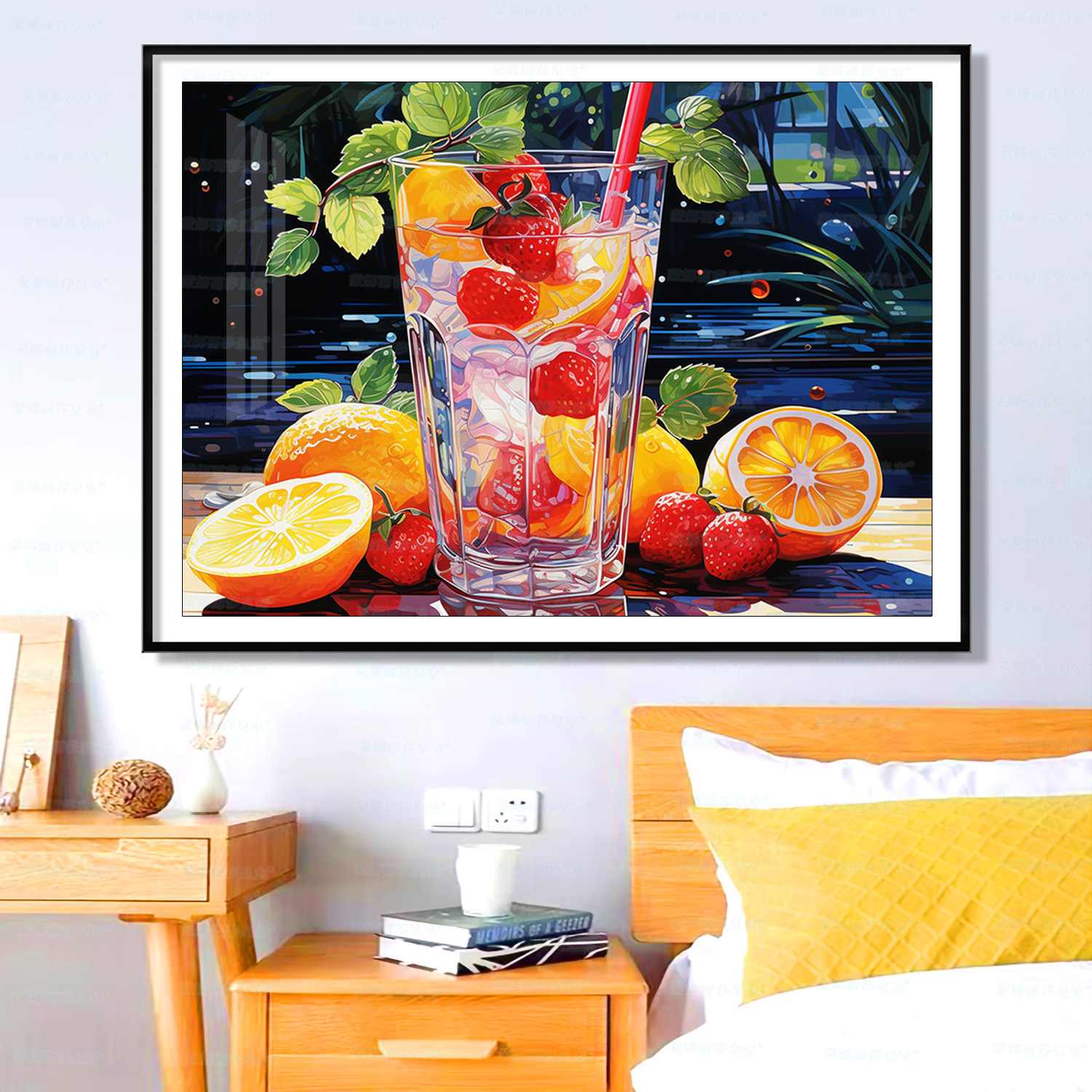 Monalisa real Cruz puntada fruta té nuevo pequeño moderno simple salón decoración Bordado de hilo hecho a mano image 2