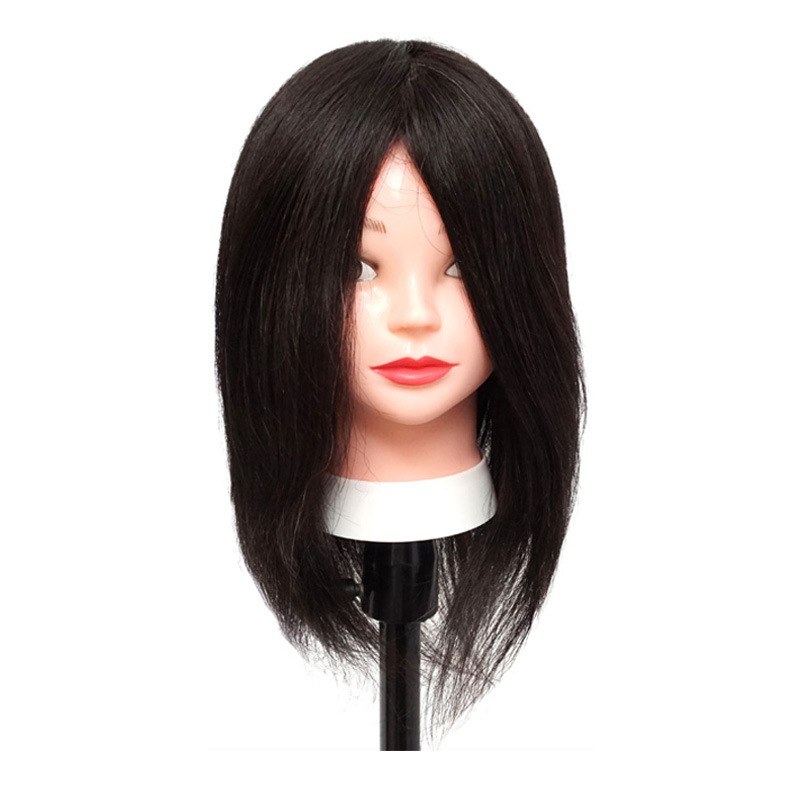 Maniquí de peluquería para práctica de corte de pelo para aprendices, modelo de cabello corto con cabello real, se puede peinar y teñir.