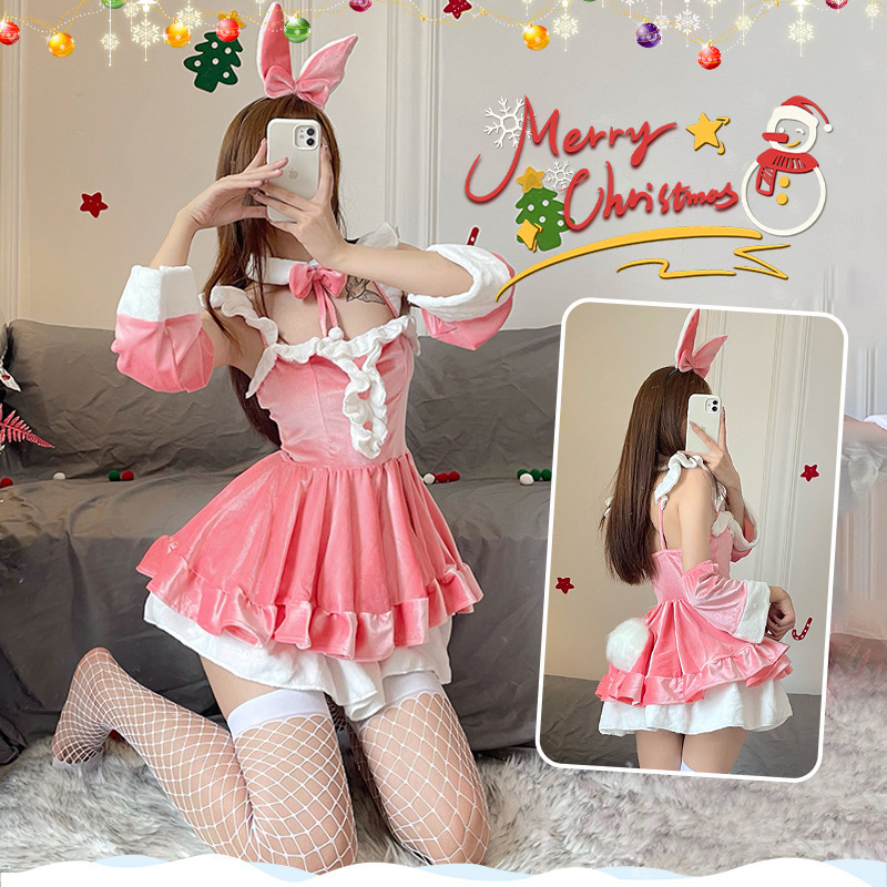 Domila Christmas Suit Female Halloween Anchor Dress Maid cos Uniform Suit Stage Costume Performance Clothes