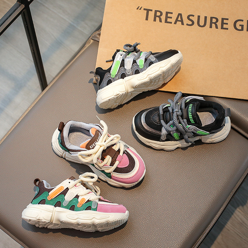 Zapatos deportivos para niños 2025 otoño nuevos zapatos transpirables para niños, zapatos para papá, zapatos para correr para niñas medianas y grandes, venta al por mayor, estilo popular