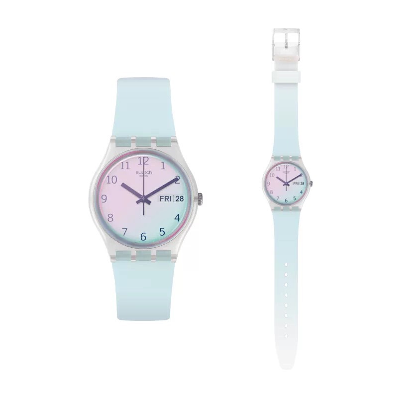 Swatch Swiss Watch Blue and Pink Colorful Calendar Quartz Watch for Middle and High School Students Birthday Gift Swatch Swiss Watch Blue and Pink Colorful Calendar Quartz Watch for Middle and High School Students Birthday Gift