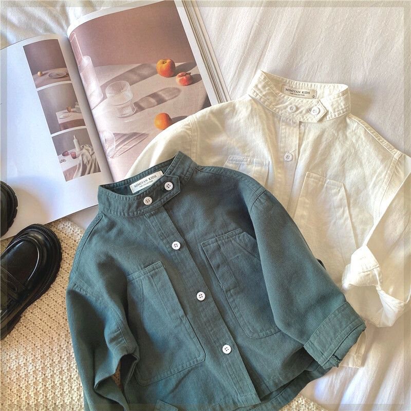 Boys' shirt autumn wear 26 new models children's stand-up collar casual long-sleeve shirt baby spring and autumn outerwear for toddlers and young children Boys' shirt autumn wear 26 new models children's stand-up collar casual long-sleeve shirt baby spring and autumn outerwear for toddlers and young children