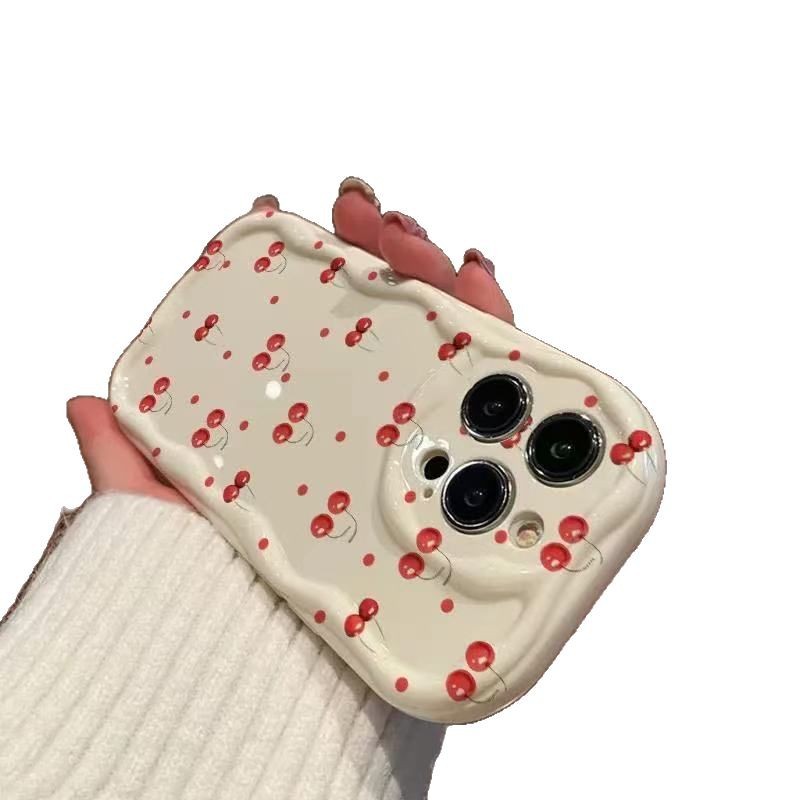 Pantalla completa cereza para iPhone 16promax funda para teléfono móvil Apple 15/14pro Japón y Corea del Sur 13/12/11 estilo caliente