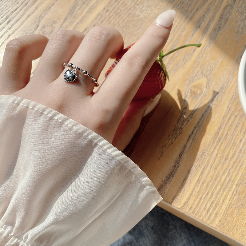 Heart Shape Pattern Women'S Gender Silver Heart Shape Wide Band Rings Open Ring Rings