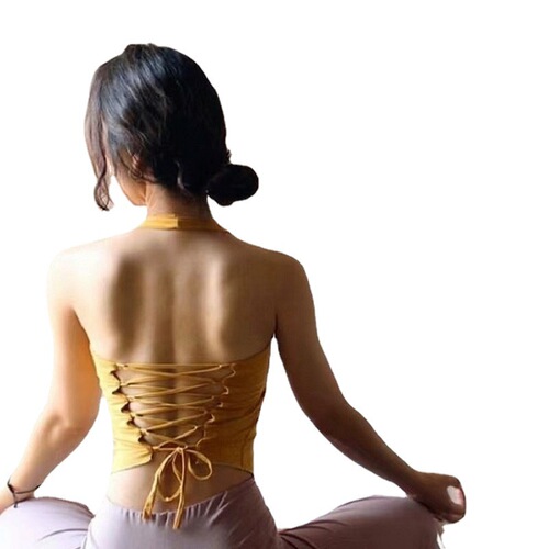 Cross-border fashion sexy beautiful back cross strap halter neck yoga clothing vest for women with chest pad sports bra tight fitness