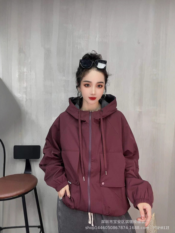 琪镌绘制休闲百搭短款外套女秋季新款时尚洋气宽松夹克风衣25110|undefined