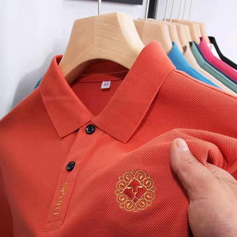 (Se admite la entrega de una pieza) Camiseta de manga corta para hombre de verano bordada camisa de polo de talla grande de negocios de moda Comercio exterior Al por mayor