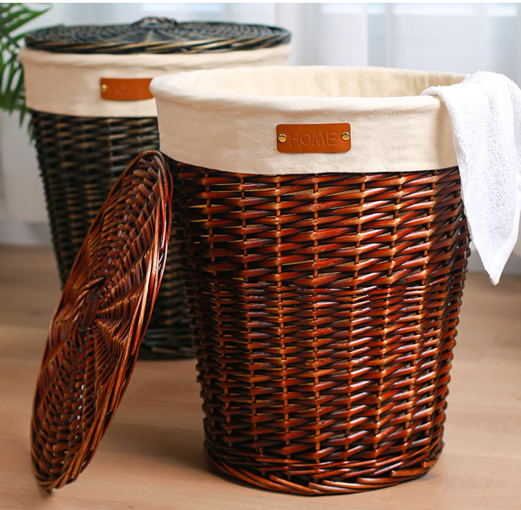 Dirty Clothes Basket Rattan Covered Laundry Basket Dirty Clothes Basket Household Dirty Clothes Storage Basket Woven Frame Hot Pot Restaurant Clothes Bucket