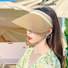 新款夏季帽子女空頂草帽網紅款百搭無頂發箍遮陽防曬帽度假太陽帽
