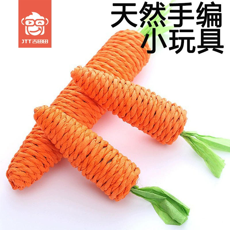 Игрушка для домашних животных, игрушка для кролика, соломенная морковь, морская свинка, шиншилла, игрушка для кошки, вязаная вручную игрушка-морковка, маленькая игрушка для домашних животных