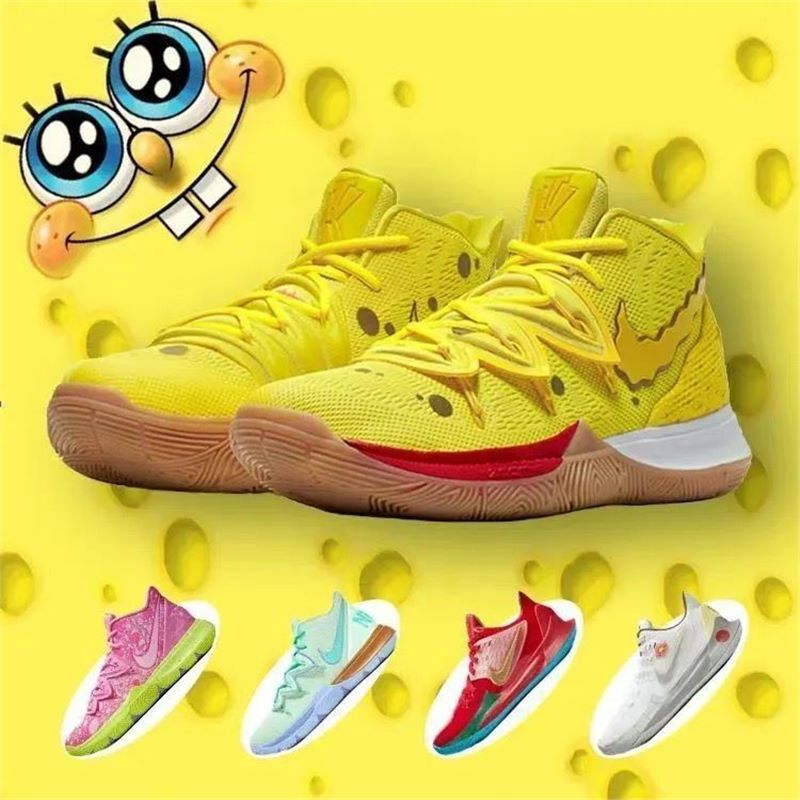 Kyrie 5 Basketball Shoes Spongebob Squarepants Men's and Women's Student Smiley Face Air Cushion Sports Shoes Durable New Model for Actual Gameplay Kyrie 5 Basketball Shoes Spongebob Squarepants Men's and Women's Student Smiley Face Air Cushion Sports Shoes Durable New Model for Actual Gameplay