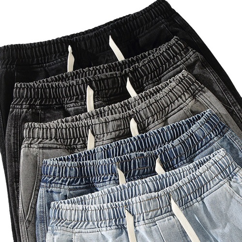 Autumn/Winter Men's Ins Trend Wide Leg Casual Versatile Elastic Waist Loose High Street Laced Straight Leg Pants