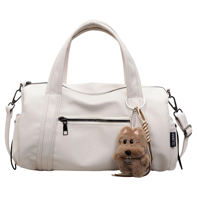 Niche Nylon Lightweight Large Capacity Casual Korean Style Gym Bag Travel Boston Zipper Shoulder Tote Bag - Thumbnail 5