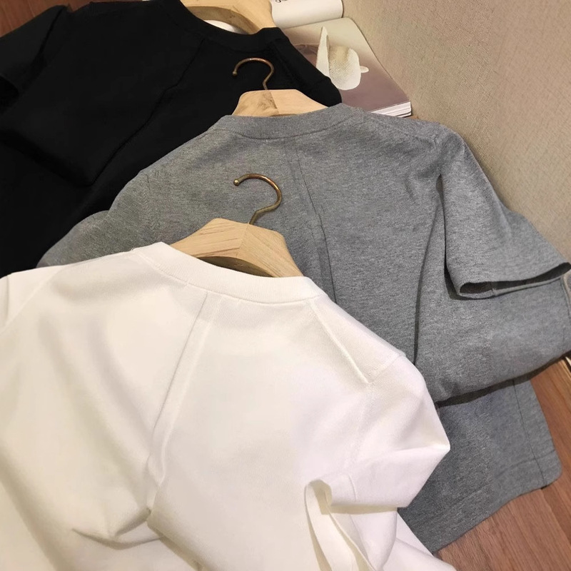 R * W counter quality, wall crack push! Women's 2024 Spring Short-sleeved T-shirt with Round Neck and Mid-seam Design