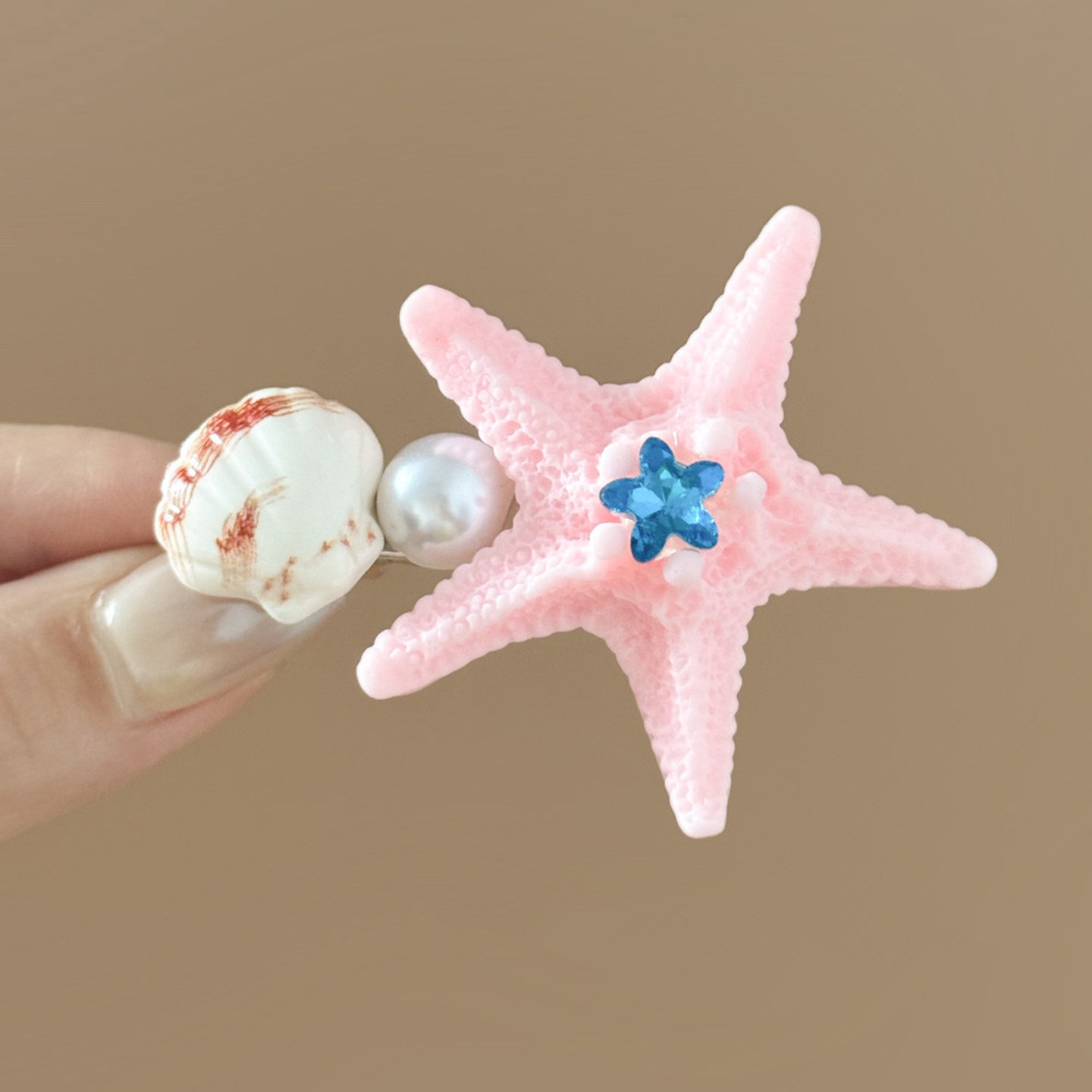 3# Horquilla de concha de estrella de mar morada de aproximadamente 5,5 cm