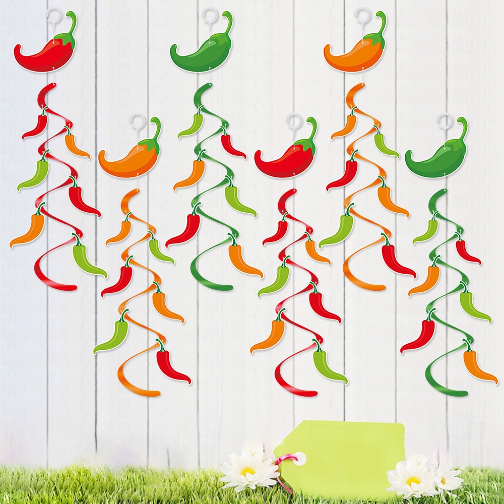 Festival transfronterizo de México Decoración de fiesta Cumpleaños Chili espiral Wind Chimes México 5 de mayo Decoración espiral colgante