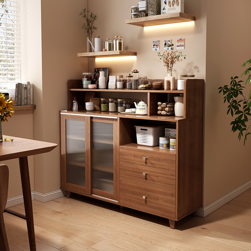 Sideboard Wall-Mounted Integrated Storage Cabinet Home Kitchen Storage Cabinet Solid Wood Tea Cabinet Living Room Storage Cabinet