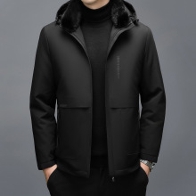 专柜高档秋冬季新款男士夹克商务休闲加绒加厚可拆卸帽棉服外套男