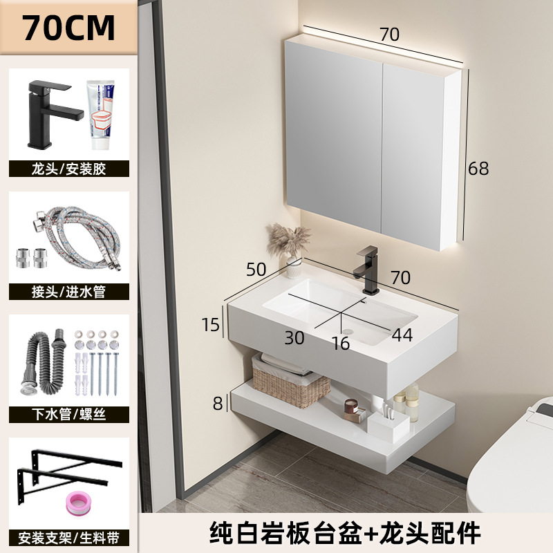 Hotel estilo gabinete de baño combinación Placa de roca integrado cuenca gabinete de baño lavabo cuarto de baño lavabo mesa de lavado