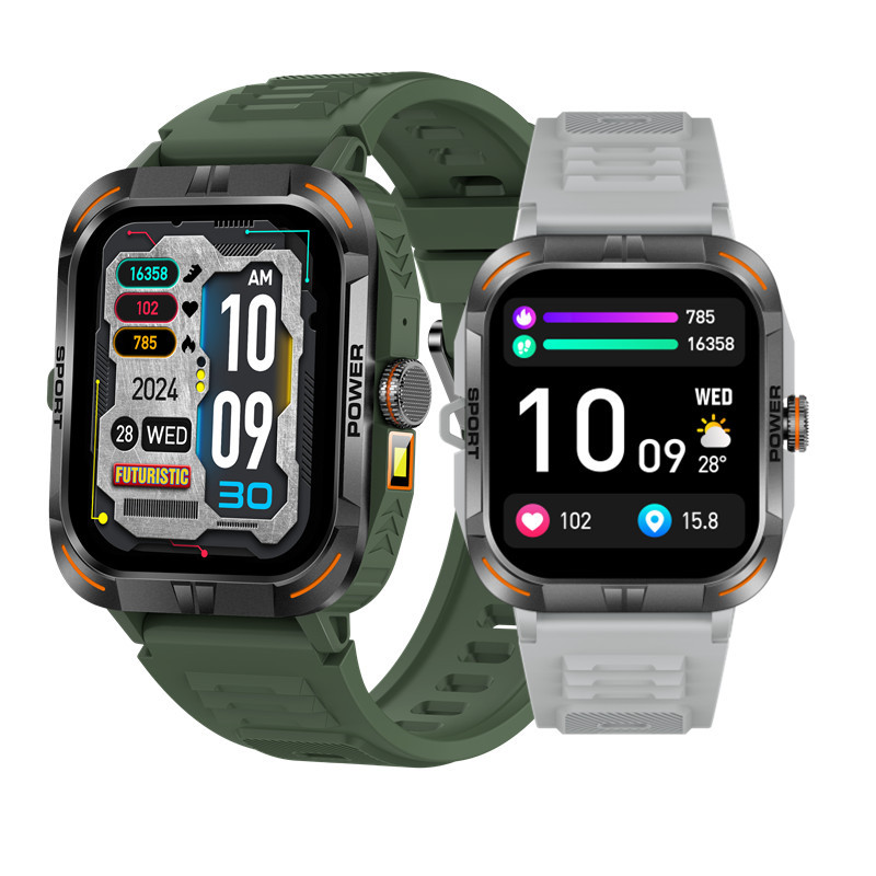 Montre connectée outdoor avec écran tactile AMOLED 1,97 pouce, Bluetooth, appels et lampe torche._voghion.com