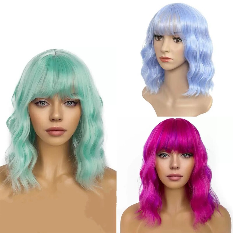 Amazon's Popular Cross-Border Wig European and American Daily Holiday Cosplay Wig Water Ripple Short Curly Hair Wig