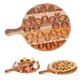 跨境木质鸡蛋托盘带手柄双面可用魔鬼蛋托熟食芝士板鸡蛋固定蛋托