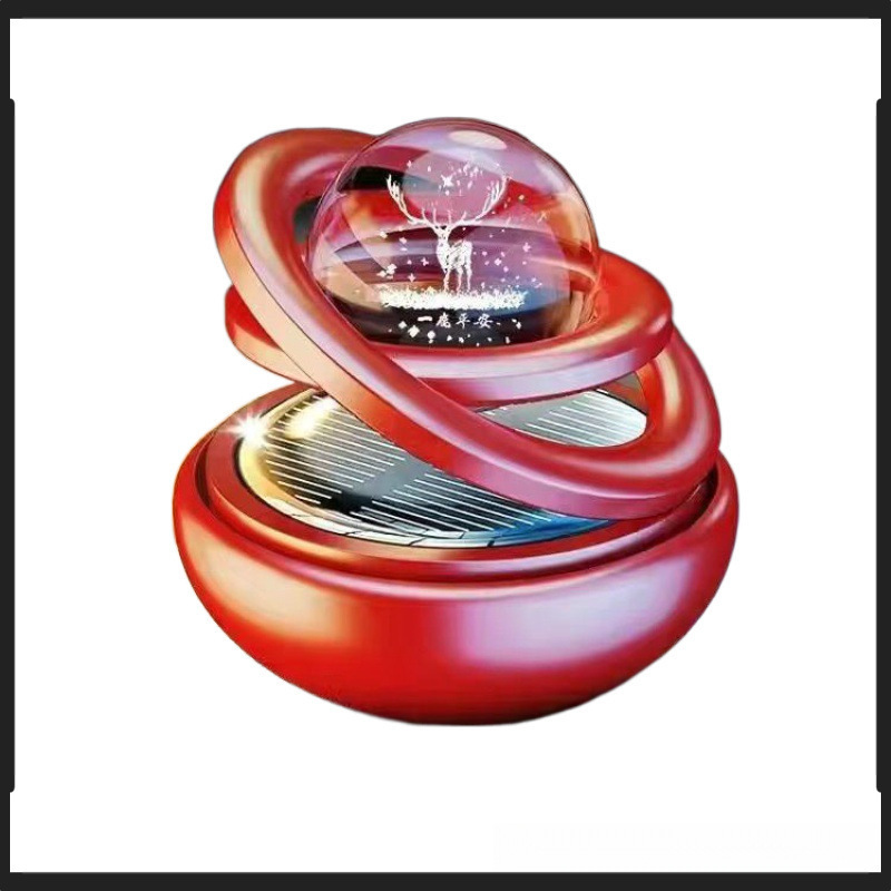 3 세대 태양 이중 링 서스펜션 자동차 장식품 센터 콘솔 횡포 자동 회전 조명 감지 장식품 자동차 아로마 테라피