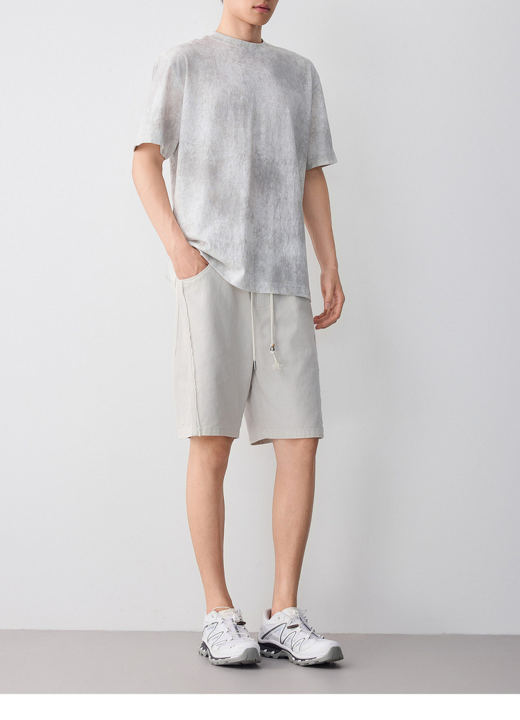 Áo thun nam tay ngắn cổ tròn chất liệu lanh cotton phong cách đường phố — màu cà phê chi tiết 17