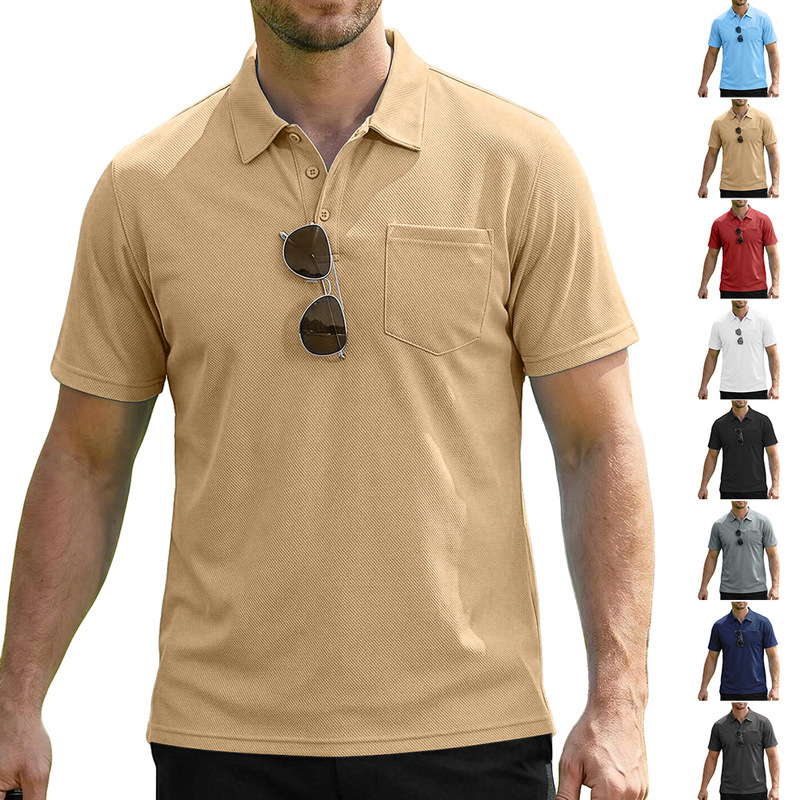 European and American men's cross-border Amazon summer sports leisure breathable mesh button lapel solid color men's shirt European and American men's cross-border Amazon summer sports leisure breathable mesh button lapel solid color men's shirt