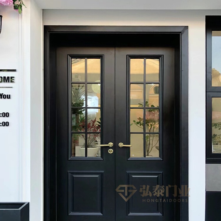 Cast Aluminum Villa Door Double Door Glass Door Entry Double Door Rural Self-Built House French Style Mother-In-Law Entrance