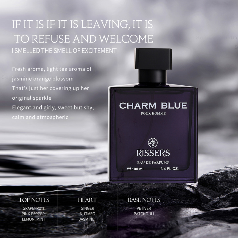 Rissers Blue Men's Perfume Light Fragrance Wild Woody Fragrance Strong Cologne Gift Box Wholesale Gentleman