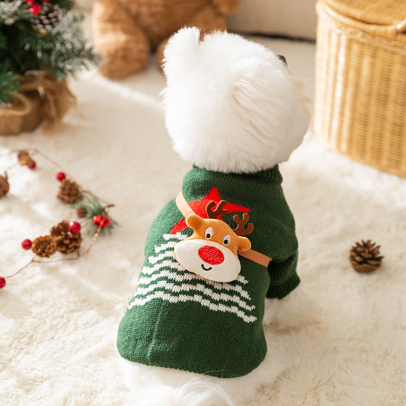 Perro celebridad en línea Otoño e Invierno Navidad ELK mascota suéter gato dos piernas de punto festivo Año Nuevo cardigan de punto