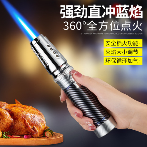 Cross-border outdoor barbecue flame gun handheld baking household igniter personalized cigar lighting direct welding gun lighter