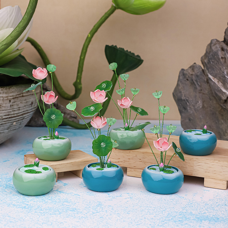Lotus Leaf Lotus Small Jar Creative Internet Celebrant Fashionable Resin Ornaments Desktop Decoration for Girls Gift Drops of Perfume Lotus Leaf Lotus Small Jar Creative Internet Celebrant Fashionable Resin Ornaments Desktop Decoration for Girls Gift Drops of Perfume