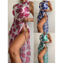 2021欧美新款碎花无袖出口异域风情比基尼女士泳衣性感bikini