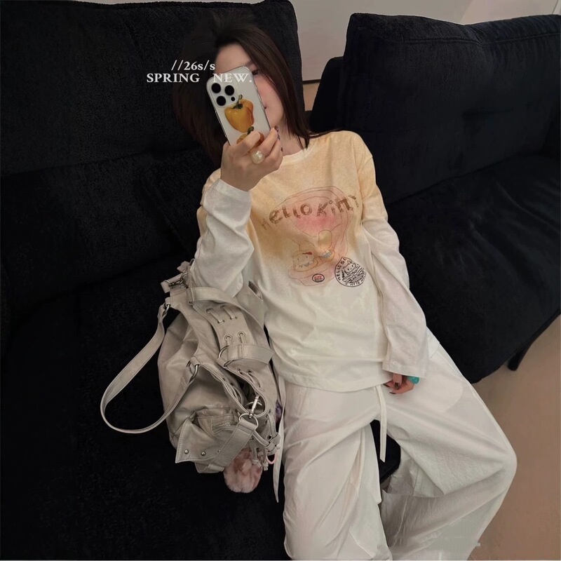 26521【One Korea】Hello Cat Gradient Short-Sleeve T-Shirt