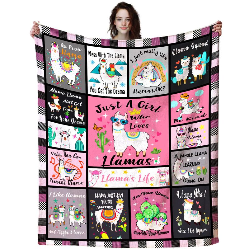 Cross-Border Factory Direct Supply of Cute Alpaca Pink Blankets, Digitally Printed Flannel Blankets, Air-Conditioned Nap Blankets Cross-Border Factory Direct Supply of Cute Alpaca Pink Blankets, Digitally Printed Flannel Blankets, Air-Conditioned Nap Blankets