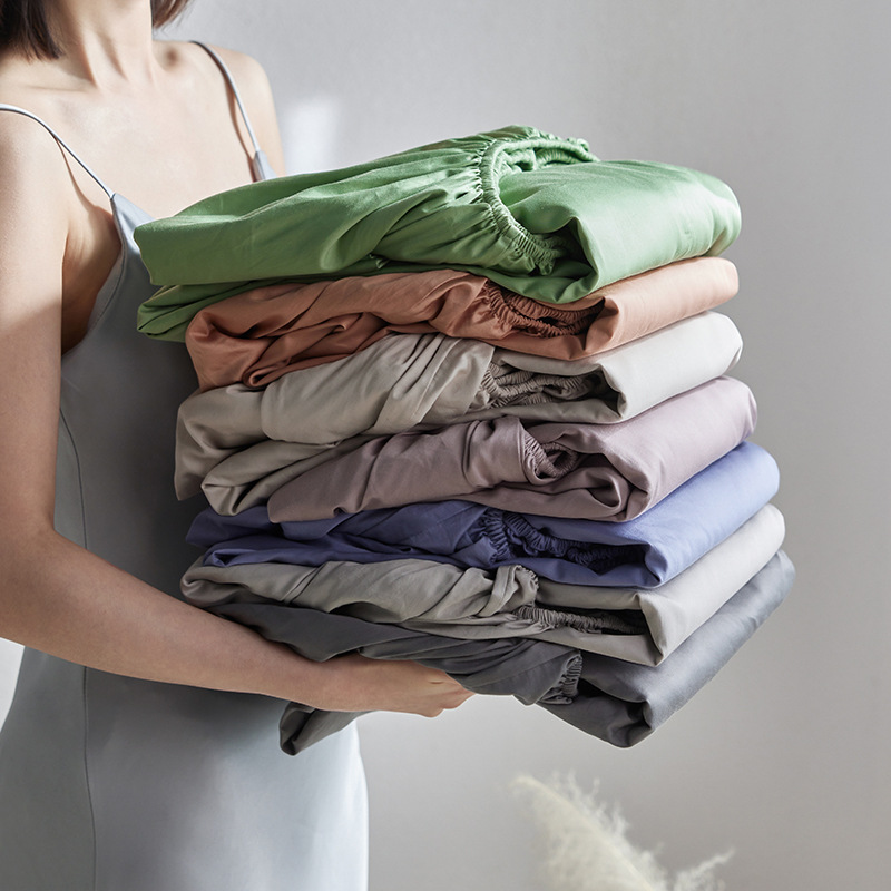 100S Satin Long-Staple Cotton Pure Cotton Fitted Sheet Single Piece Aa Grade Maternal and Infant Grade Bed Cover All-Cotton Single Piece Mattress Protector