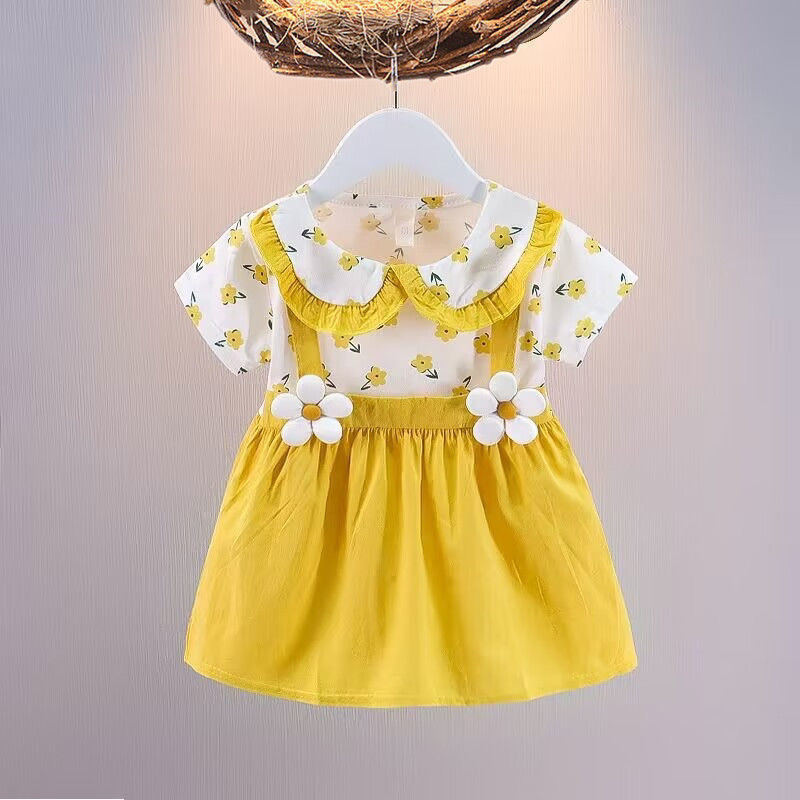 ベビー夏オーバーオールスーツ新しい兄妹と姉弟のスーツおしゃれな女の子の夏薄手半袖2点セット|undefined