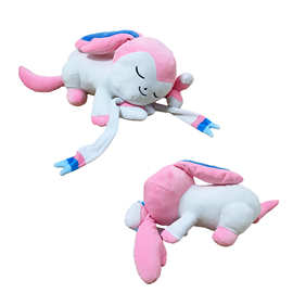 跨境新品Sleeping Sylveon宠物小精灵仙子伊布毛绒玩具公仔 玩偶