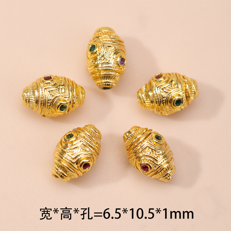 高保色铜镀金镶锆石珍珠跑环隔珠配件 镂空珠手链项链隔珠串珠diy|undefined