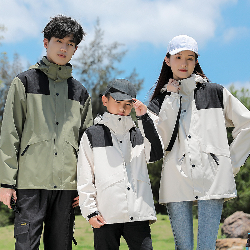 Chaqueta de invierno para hombres y mujeres al aire libre impermeable a prueba de viento tres en uno chaqueta de alpinismo de lana para padres e hijos entrega de transmisión en vivo