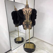 跨境外贸性感水钻网纱包臀裙成人礼服商演舞台表演服夜场性感衣服