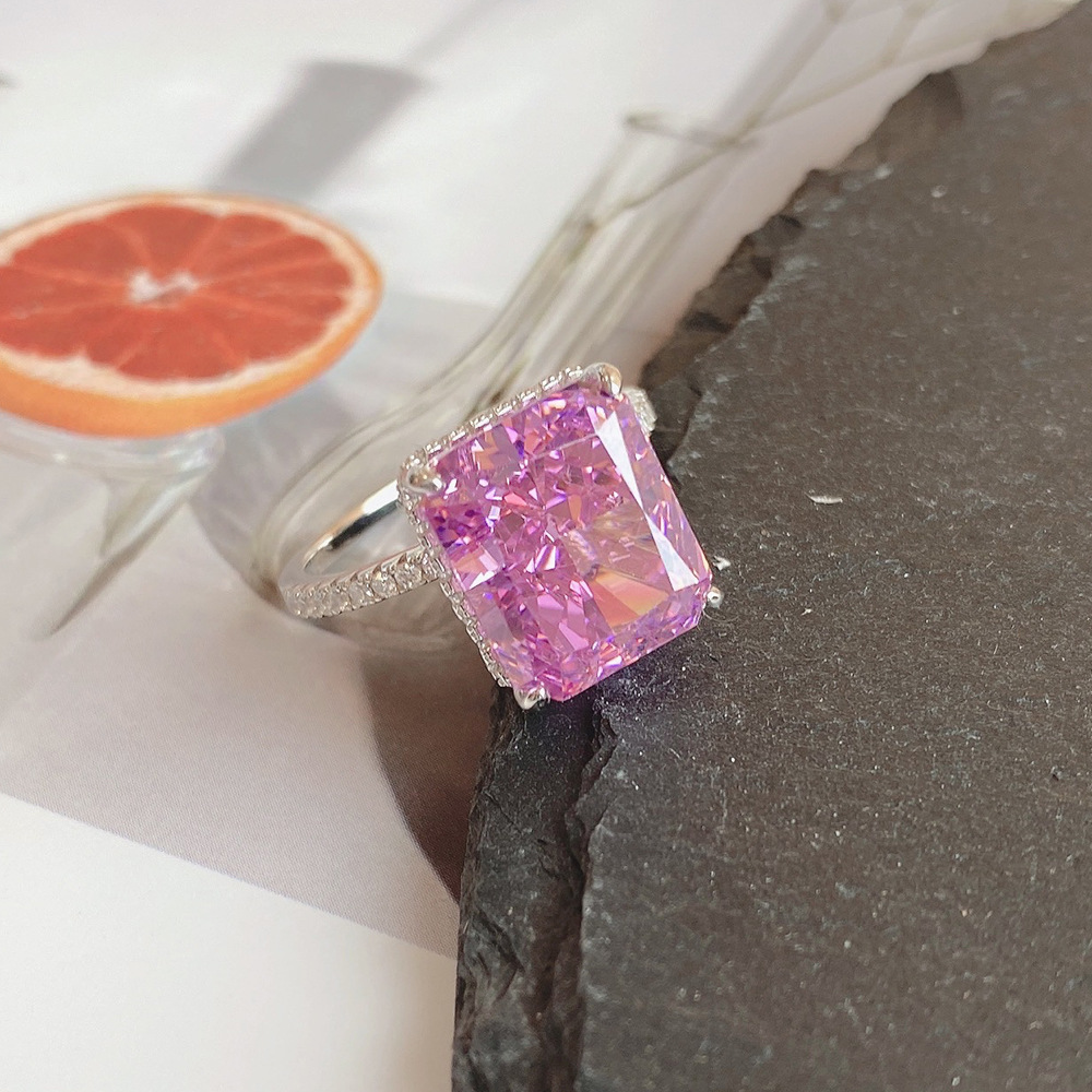 Fashion Square Sterling Silver Plating Inlay Zircon Rings 1 Piece