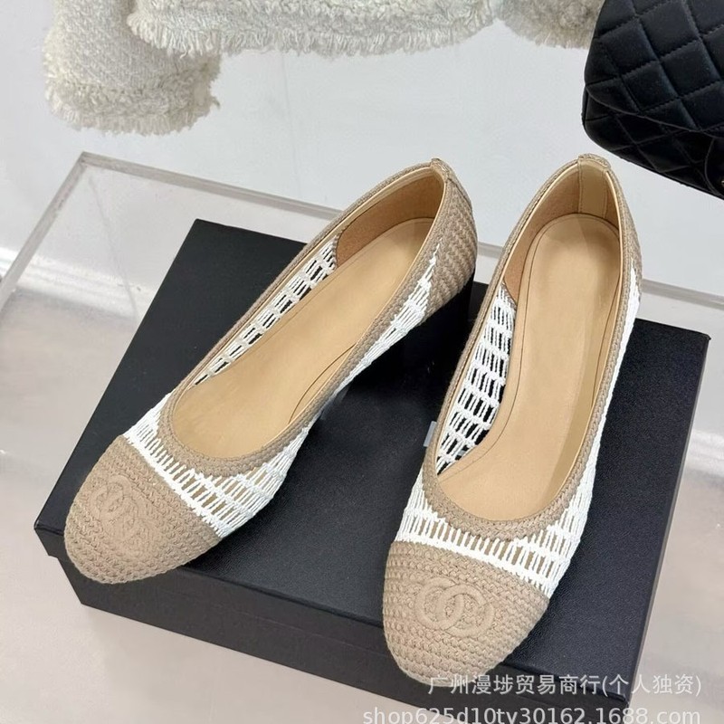 ハイバージョン 2025 新しい Xiaoxiang ラウンドトゥカラーマッチング浅い織り中空スリッポンフラットシューズ女性用バレエシューズ|undefined