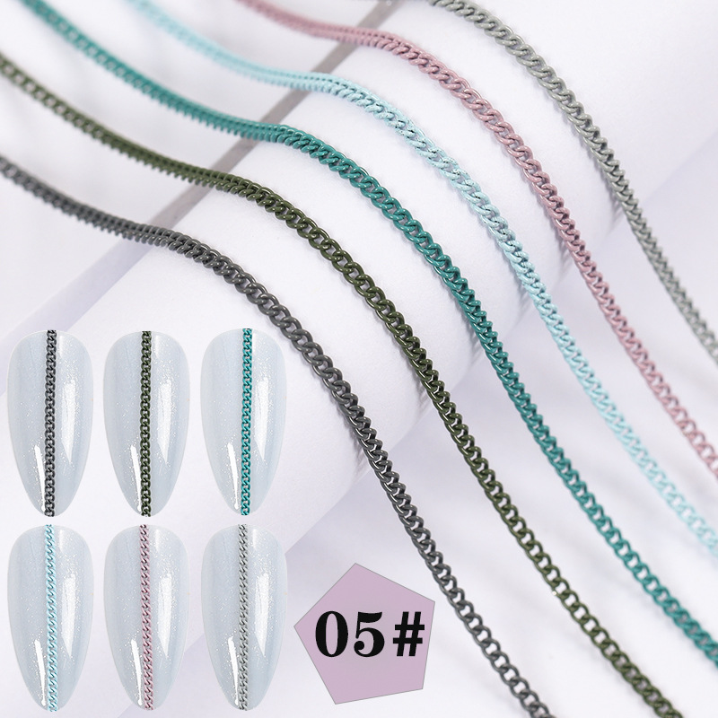 Super Value Six Packaging Japanese Style Creative Nail Decorative Chain Pearl Rhinestone Chain Nail Metal Color Retention Chain Wholesale display picture 4