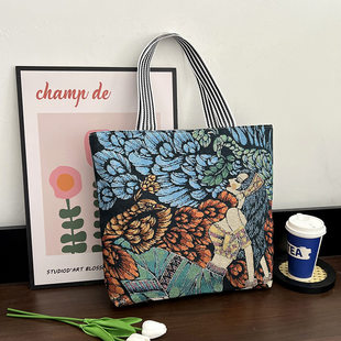 (Wholesale), capacious ethnic retro shopping bag, one-shoulder bag, ethnic style, with embroidery